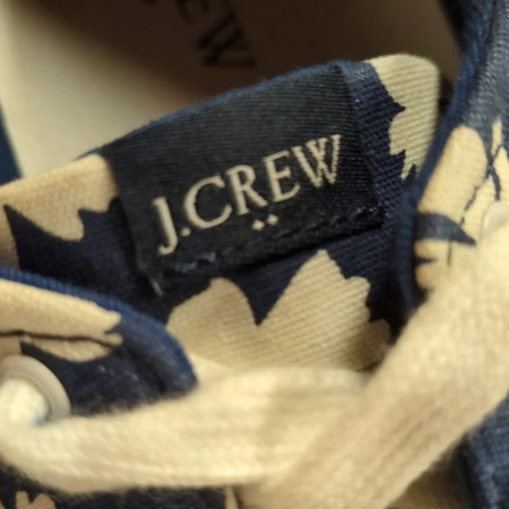 J. Crew Road Trip Printed Navy Floral Canvas Sneakers Size 8